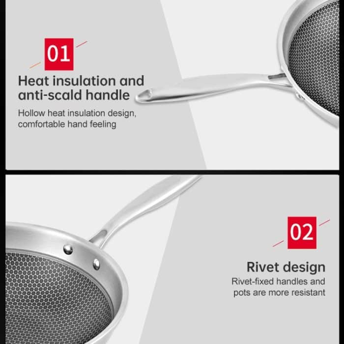 Haushalts-Wabenpfanne aus Edelstahl mit Antihaftbeschichtung, 32cm Pot (without Lid), Lid – Bild 4