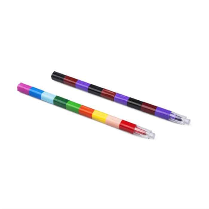 18 PCS Kreative Bausteine ​​Buntstifte Kinder 12 Farben Zeichnen von Lernspielzeug – Bild 4