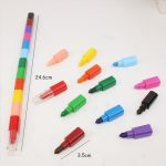 18 PCS Kreative Bausteine ​​Buntstifte Kinder 12 Farben Zeichnen von Lernspielzeug – Bild 6
