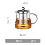 Hitzebeständiges Glas-Teekannen-Teeset mit großem Fassungsvermögen und Edelstahlfilter für Kung-Fu-Tee, 450ML, 550ML, 750ML, 950ML – Bild 2