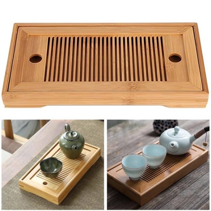 2 Stück Bambus-Teetabletts, Kung-Fu-Teezubehör, Teetablett mit Abtropfgestell, Bamboo Tea Trays – Bild 1