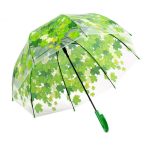 Green Leaf Transparenter Regenschirm, gerader Stab, krummer Regenschirm – Bild 2