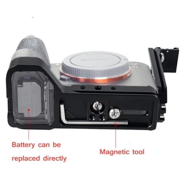 BEXIN Push-Pull-Typ Vertikalschießen Schnellverschluss L-Plattenhalterung mit heißem Schuh für Sony ILCE-7RM4 / A7R4 / A7R IV – Bild 6