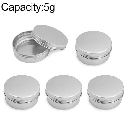 5 Stück nachfüllbare Aluminium-Verpackungsbox für Kosmetika, kleine Aufbewahrungsbox, 5g, 10g, 15g, 30g, 50g, 100g