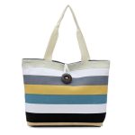 3 PCS Farbe Canvas Streifen Kontrastfarbe Umhängetasche Casual Trend Große Kapazität Handtasche Grüne Einkaufstasche