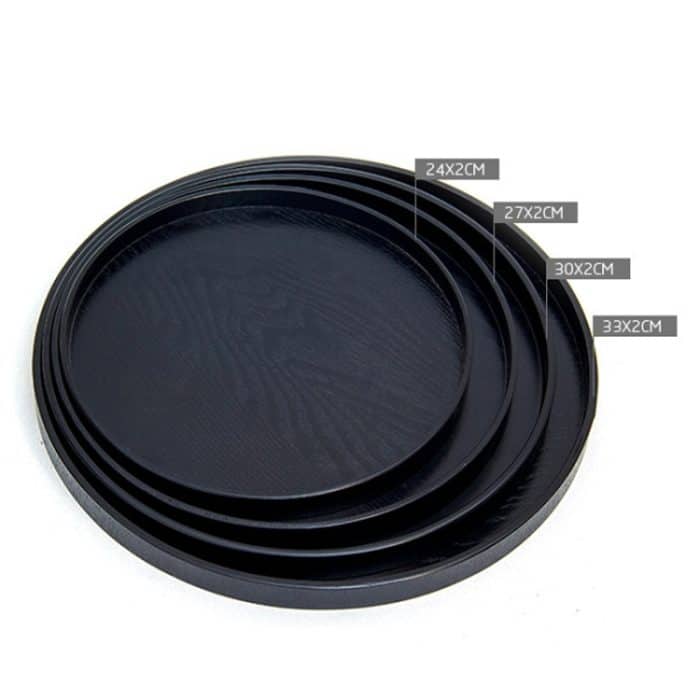 Kreatives rundes Massivholz-Teetablett Hotel Tay-Aufbewahrungstablett aus Holz, Durchmesser: 37,5 cm – Bild 4