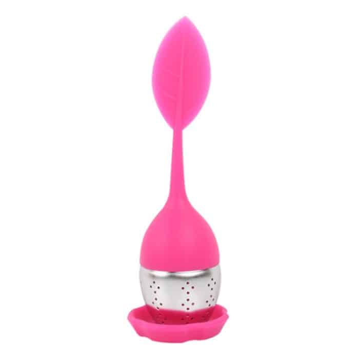 Teebeutel-Teesiebe aus Edelstahl in Blattform aus Silikon, Red, Rose Red, Baby Blue, Yellow – Bild 2