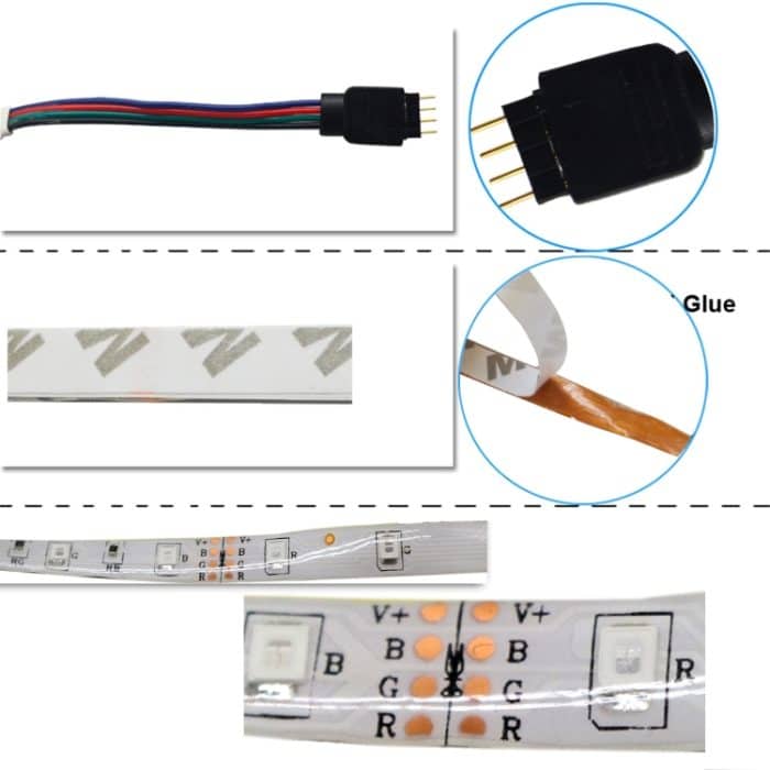 4 Stück RGB-LED-Streifen, 20 m, 2835 LED-Lichtlampen, wasserdicht, SMD-RGB-Leuchten, LED-Band – Bild 4