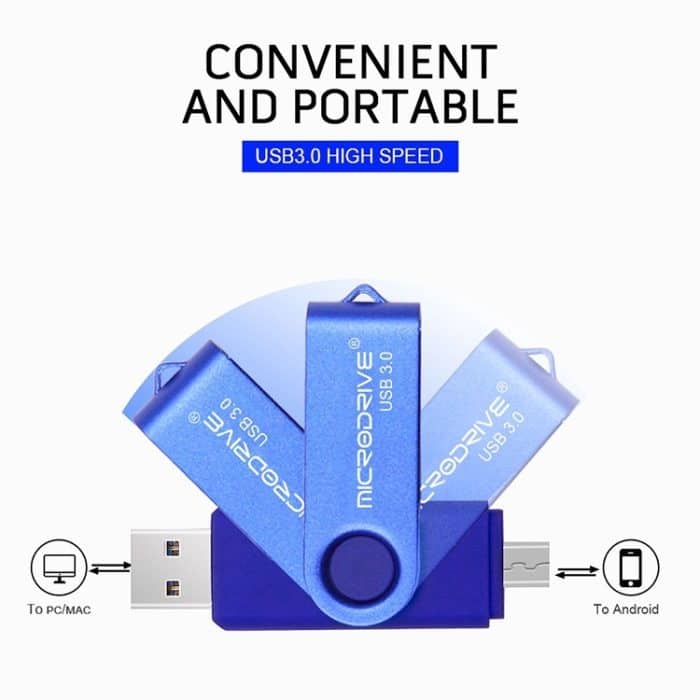 MicroDrive 16 GB USB 3.0 Android-Telefon und Computer, drehbare Metall-U-Disk mit doppeltem Verwendungszweck, 16GB – Bild 6