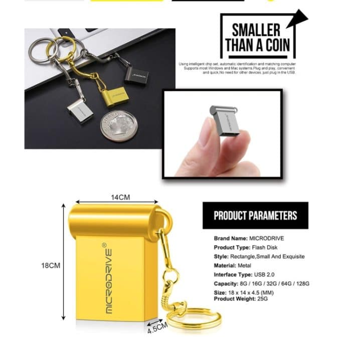 MicroDrive 16 GB USB 2.0 Metall-Mini-USB-Flash-Laufwerke U-Disk, 16GB – Bild 6