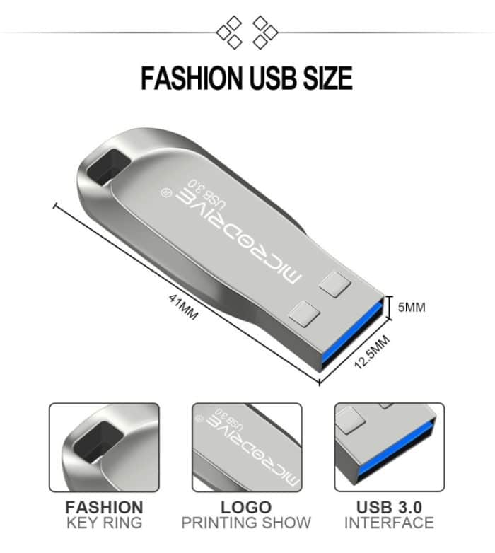 MicroDrive 64 GB USB 3.0 Fashion High Speed Metall rotierende U-Disk, 64GB – Bild 9