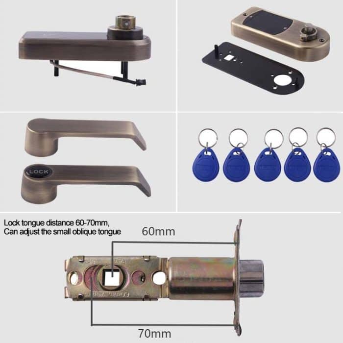 Passwort + Schlüssel + Sensorkarte, Zinklegierung, Rotbronze, elektronisches Türschloss, Touchscreen, elektronisches Codeschloss, OS8818-JS, OS8818-QGT Bronze, OS8818-HGT Red Bronze – Bild 3