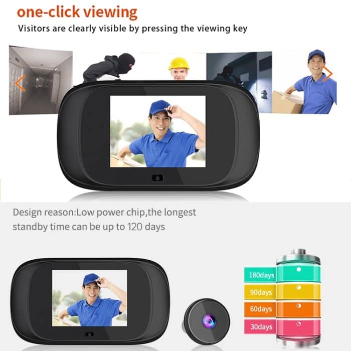 DD1S 2,8-Zoll-Bildschirm 1,0 MP Intelligente elektronische Guckloch-Türklingel – Bild 4