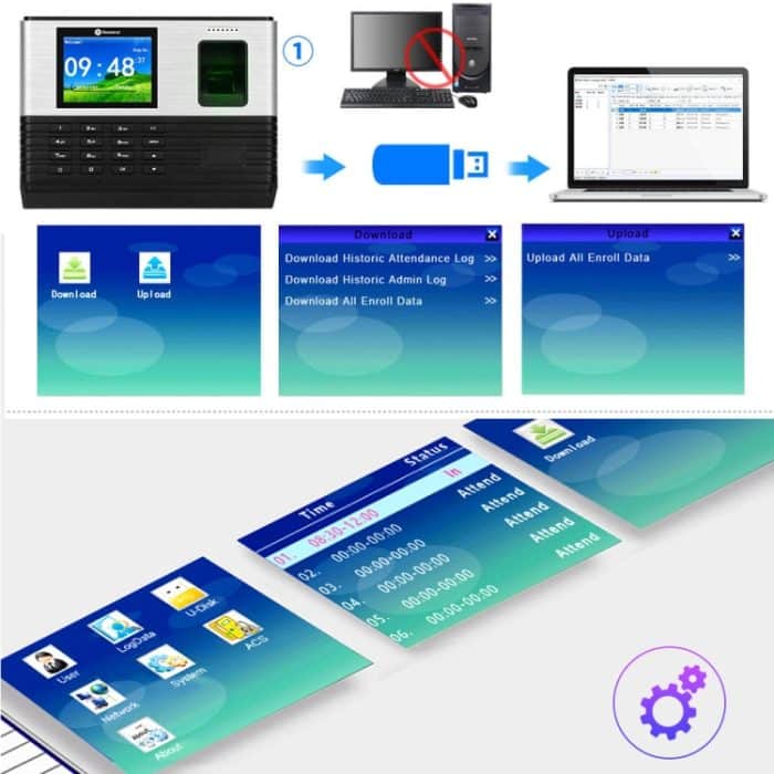 Realand AL355 + Zeiterfassung für Fingerabdrücke mit 2,8-Zoll-Farbbildschirm und ID-Kartenfunktion sowie WLAN- und Zugangskontrollfunktion – Bild 8