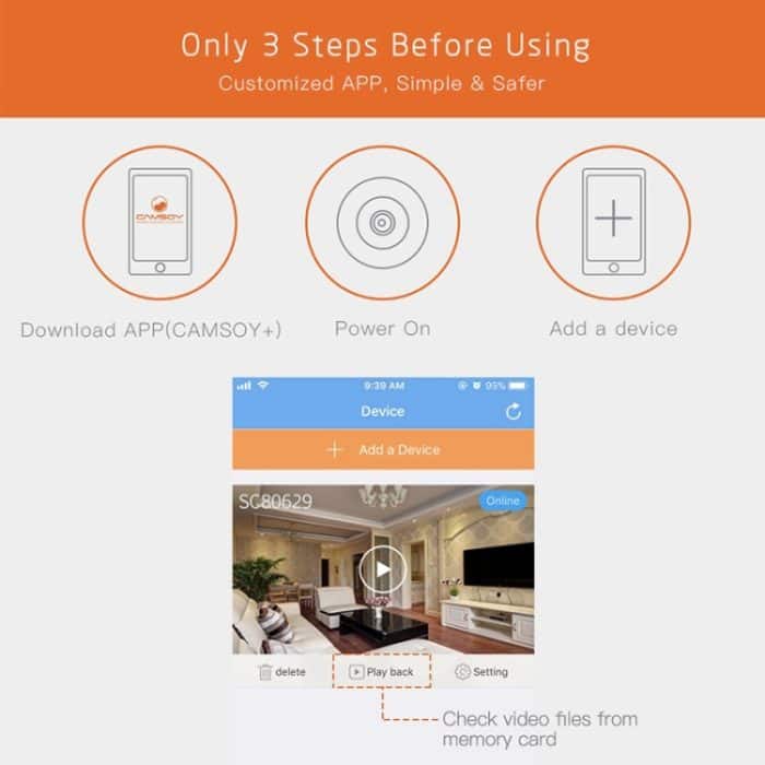 CAMSOY C2 Intelligenter Bluetooth-Monitor HD-Nachtsicht-WIFI-Fernüberwachungskamera – Bild 11