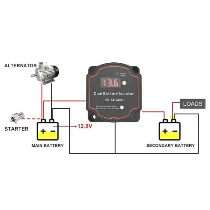IP68 12V 140A Auto Yacht RV Smart Dual Battery Isolation Controller VSR Digitalanzeige Voltmeter – Bild 6