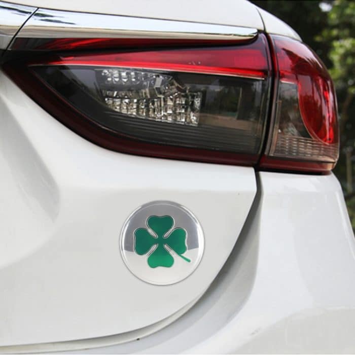 4 in 1 Auto vierblättriges Kleeblatt Muster Radnabe dekorativer Aufkleber Silber, Durchmesser: 5,8 cm – Bild 6