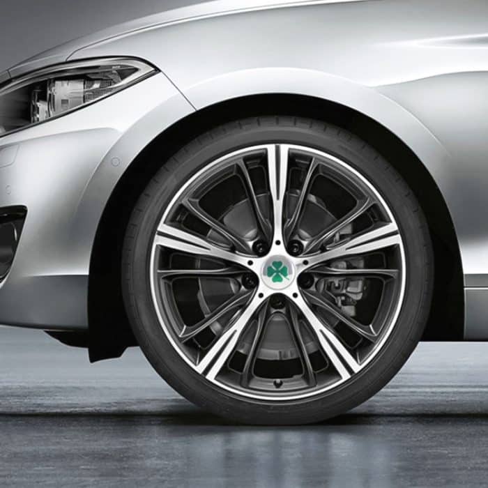 4 in 1 Auto vierblättriges Kleeblatt Muster Radnabe dekorativer Aufkleber Silber, Durchmesser: 5,8 cm – Bild 7