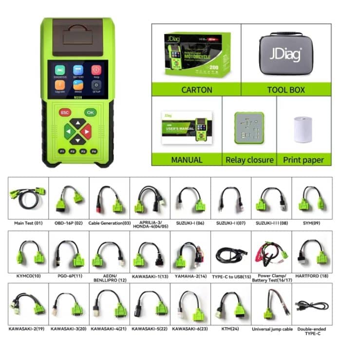 JDiag M200 8V-30V OBD Motorrad-Diagnosegerät mit Datendruck, Vollversion – Bild 2