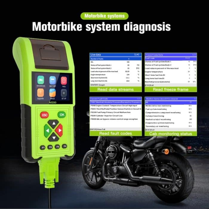 JDiag M200 8V-30V OBD Motorrad-Diagnosegerät mit Datendruck, Vollversion – Bild 6