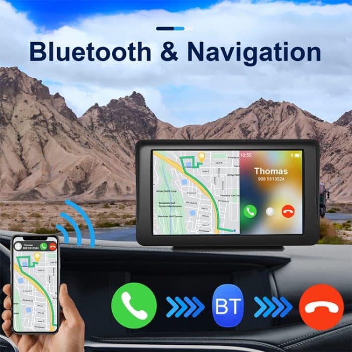 P701S 7 Zoll tragbares Touch-Display Wireless Car Navigator Smart CarPlay Bluetooth Rückfahrbild – Bild 6