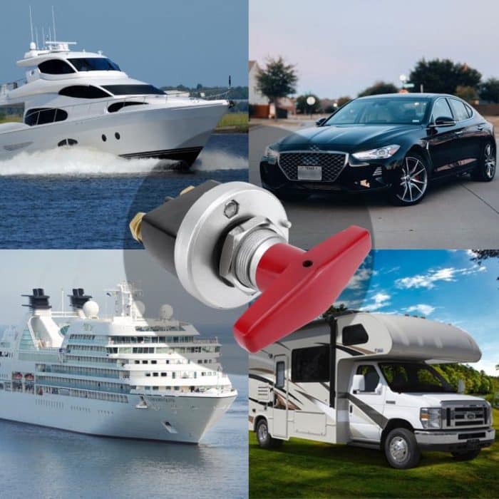 300 A Hochstrom-Batterietrennschalter aus versilbertem Kupfer für 12–36 V mit rotem Griffisolator und Sperrplatte – Bild 9