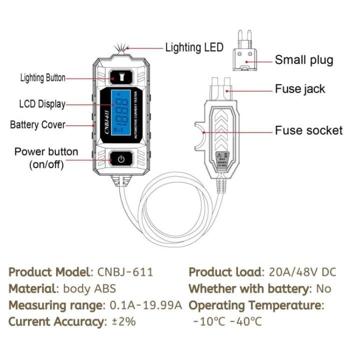 CNBJ-611 Automotive LED Blade Fuse Current Tester – Bild 11