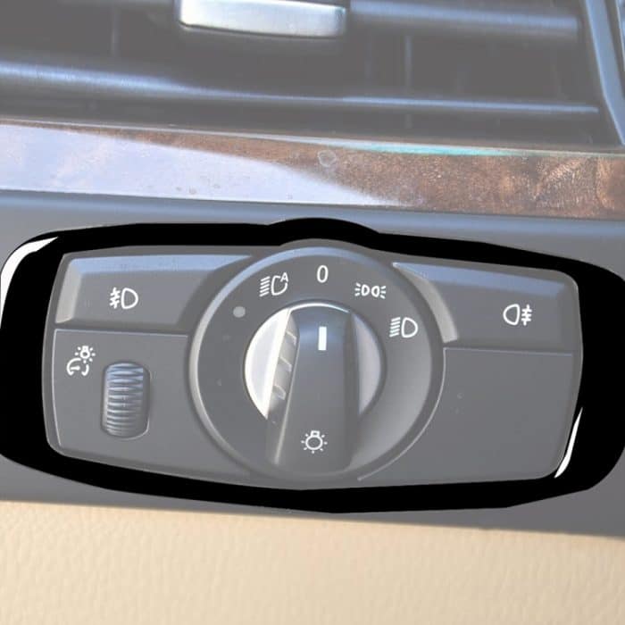 Auto-Scheinwerferschalterrahmen, dekorativer Aufkleber für BMW 2008–2013, Headlight Switch Frame – Bild 6