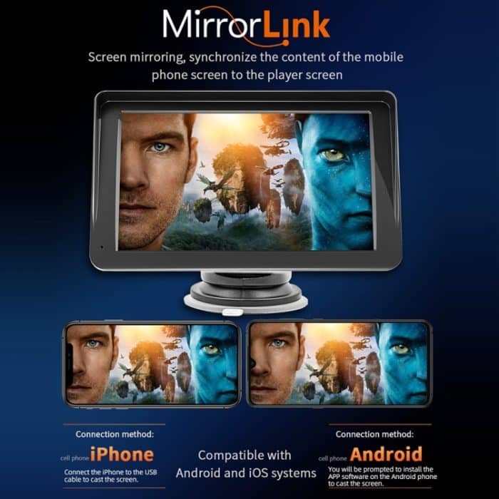 B5300 7-Zoll-Wireless-CarPlay-Auto-Bluetooth-MP5-Player, unterstützt Mobiltelefonverbindung mit Fernbedienung – Bild 7