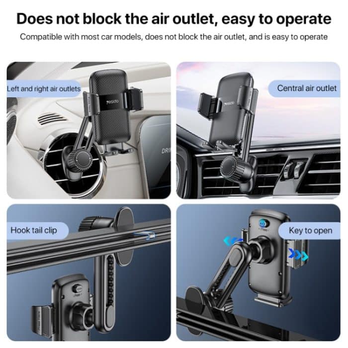 Yesido C242 Verstellbarer mechanischer Handy-Clip-Halter für Lüftungsschlitze im Auto – Bild 4