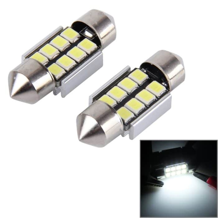 2 PCS 31mm Festoon 3W 300LM Weißlicht 8 LED 3528 SMD Canbus Fehlerfreie Auto-Leselampen, DC 12 – Bild 1