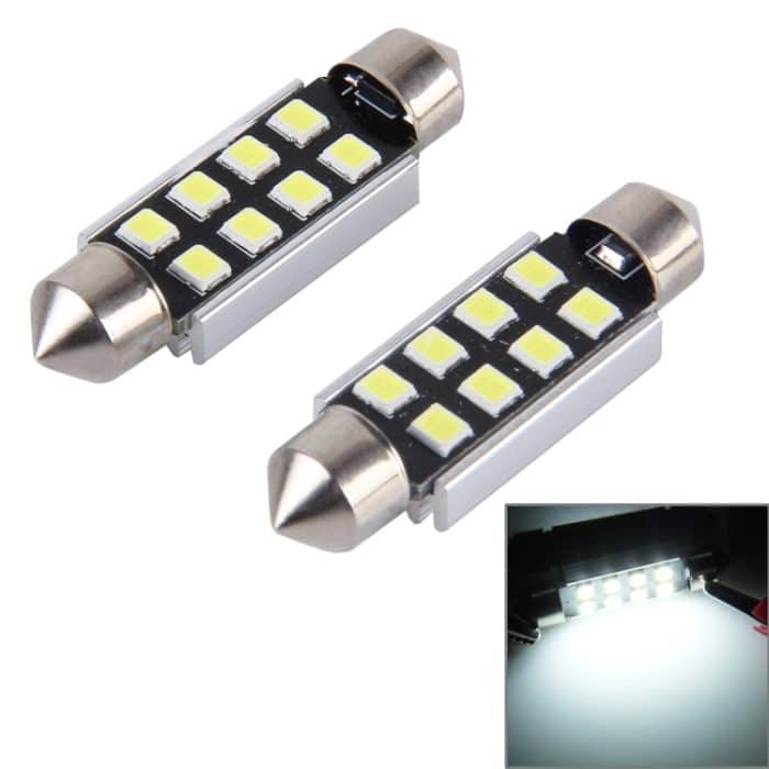 2 PCS 39mm Festoon 3W 300LM Weißlicht 8 LED 3528 SMD Canbus Fehlerfreie Auto-Leselampen, DC 12 – Bild 1