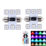 2 PCS Bunte 31MM Bicuspid Fernbedienung Auto Kuppelampe LED Leselampe mit 6 LED Leuchten