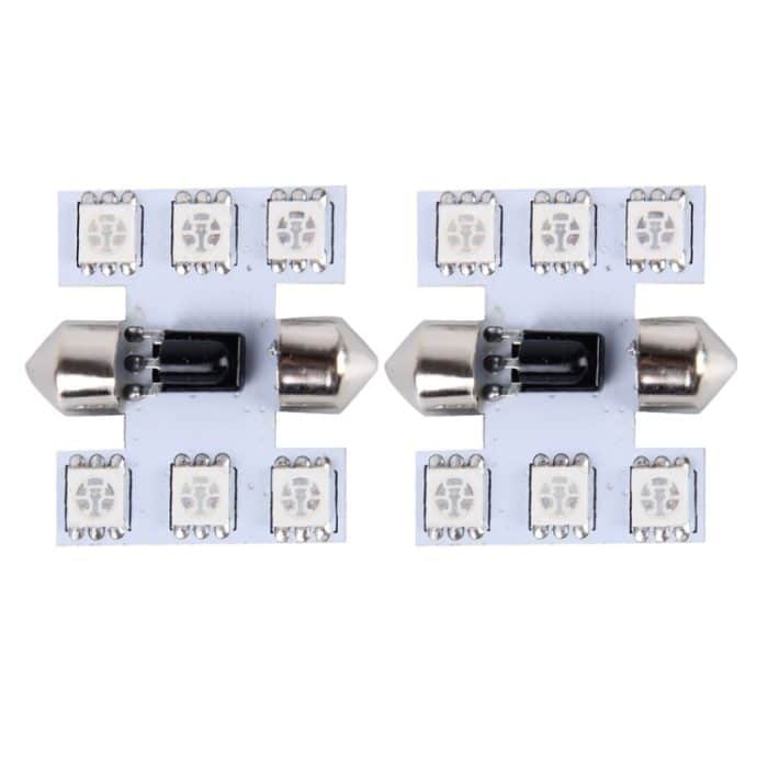 2 PCS Bunte 31MM Bicuspid Fernbedienung Auto Kuppelampe LED Leselampe mit 6 LED Leuchten – Bild 2