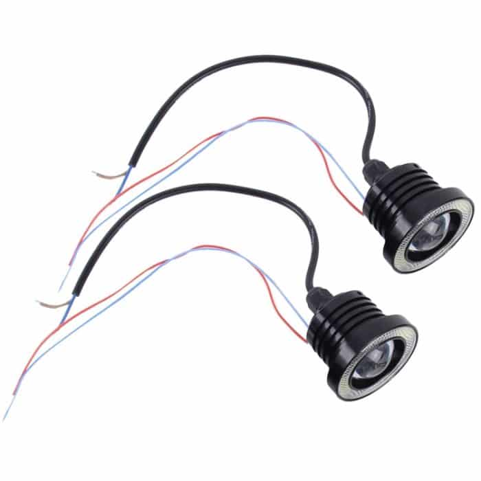 2 Stück 2,5 Zoll DC12–24 V 10 W 900 lm 6500 K Auto Angel Eyes Nebelscheinwerfer Nebelscheinwerfer, Kabellänge: 20 cm (weißes Licht + weißes Licht), 2.5 inch 10W 900LM/6500K  White+White – Bild 2