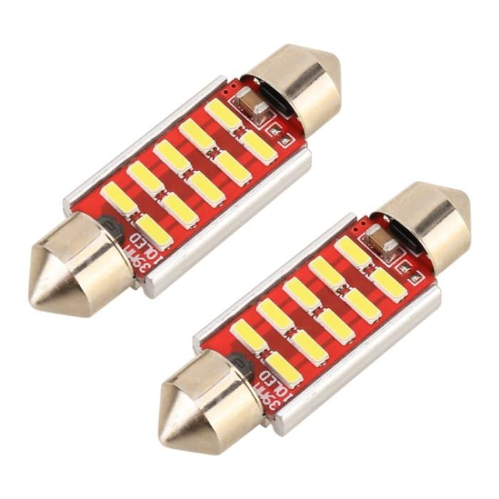 2 Stück DC 12 V 2 W 31 mm 4014 Bicuspid-Anschluss ohne Dekodierung, Auto-Kuppellampe, LED-Leselicht mit 10 LED-Leuchten, 31MM – Bild 2