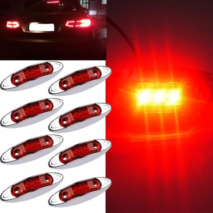10 PCS DC 10-30V PKW Anhänger Piranha 3-LED Seitenmarkierungsleuchten Glühlampe Lampe, Licht Farbe: Rot – Bild 2