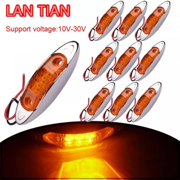 10 PCS DC 10-30V PKW LKW Anhänger Piranha 3-LED Seitenmarkierungsleuchten Glühlampe Lampe, Licht Farbe: Gelb – Bild 2