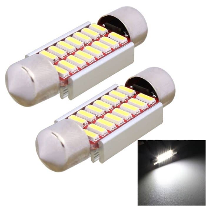 CMS0324.jpg 2 PCS Festoon 36mm 2W 160LM Weißlicht 16 LED SMD 4014 Fehlerfreie Nummernschildleuchten Autolampe – Bild 1