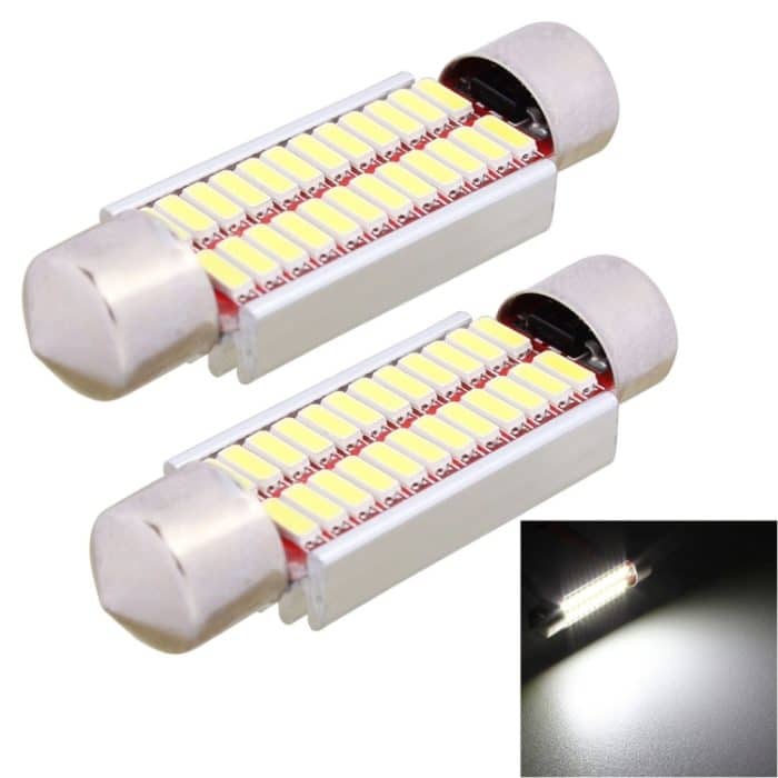 CMS0326.jpg 2 PCS 41mm 2W 240LM Weißlicht 24 LED SMD 4014 Fehlerfreie Kennzeichenbeleuchtung Autolampe – Bild 1