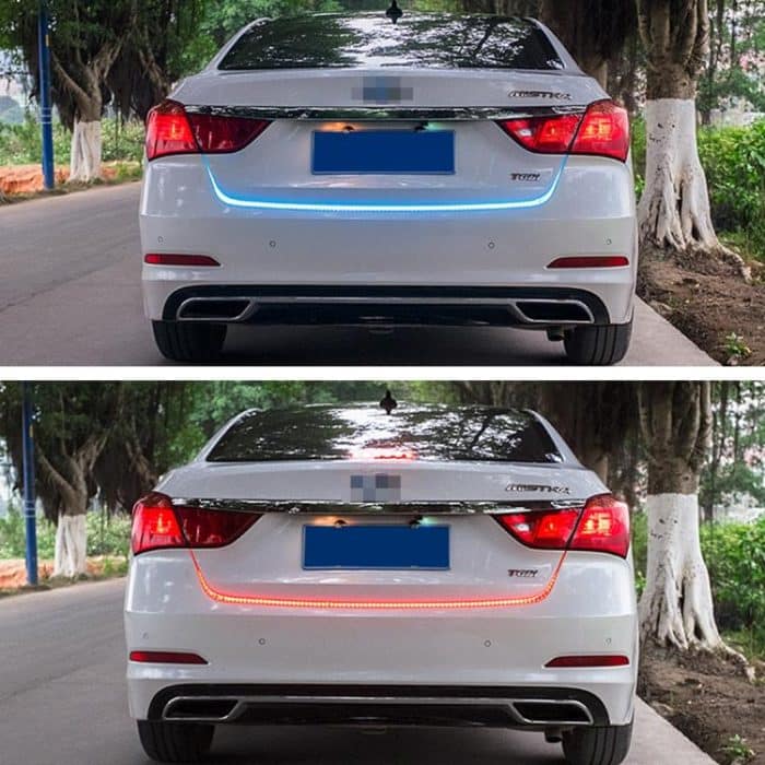 1,5 m Auto Auto wasserdichtes universelles vierfarbiges Rücklicht mit Rücklicht, Rücklichtregler, eisblaues Lichtfahrlicht, Rücklicht mit weißem Licht, Bremslicht mit rotem Licht, Blinklicht mit gelbem Licht, LED-Lampenstreifen-Heckdekoration – Bild 7