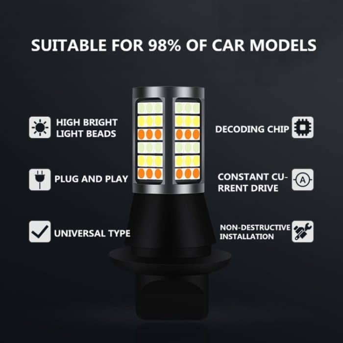 1156 / BA15S DC12V 3.7W 81 SMD-3030-LEDs Dreifarbiges Auto DRL & Blinker, Länge: 2m – Bild 9