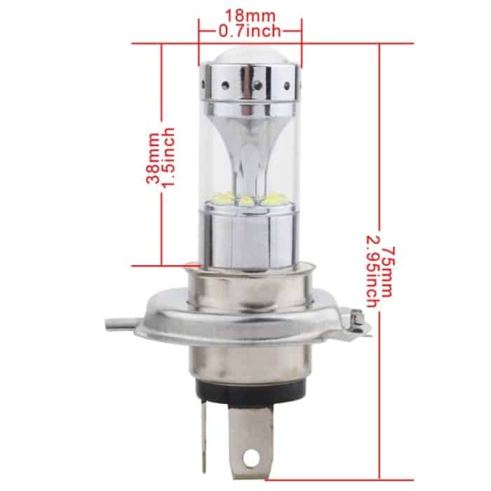 2 Stück H4 60 W 1200 LM 6000 K Auto-Nebelscheinwerfer mit 12 CREE XB-D LED-Lampen, DC 12 V, H4 – Bild 3