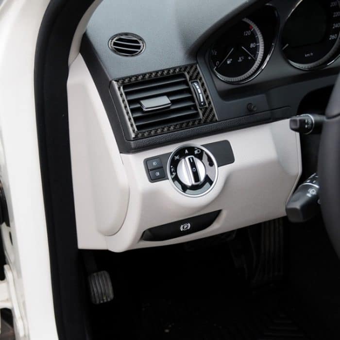 Auto Kohlefaser Lufteinlassring + Zwischenluftauslass + Seitenluftauslassplatte Dekorativer Aufkleber für Mercedes-Benz W204 2007-2010 – Bild 6