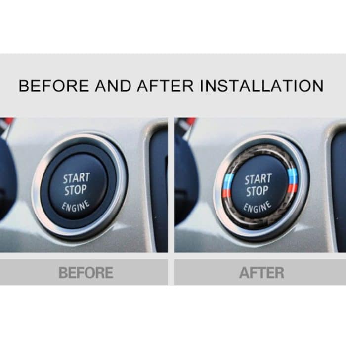 Auto Carbon Fiber Soft Panel Motor Startschlüssel Druckknopf Ringverkleidung Dekorativer Aufkleber für BMW E90 / E92 / E93 2005-2012 – Bild 5