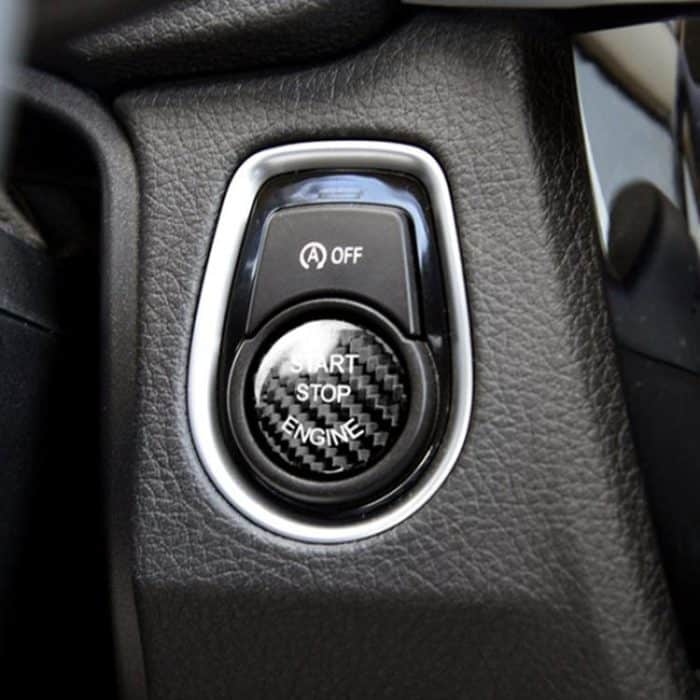 Auto Carbon Fibre Motor Startknopf Dekoration Abdeckung Verkleidung Schwarz für BMW F Chassis – Bild 4