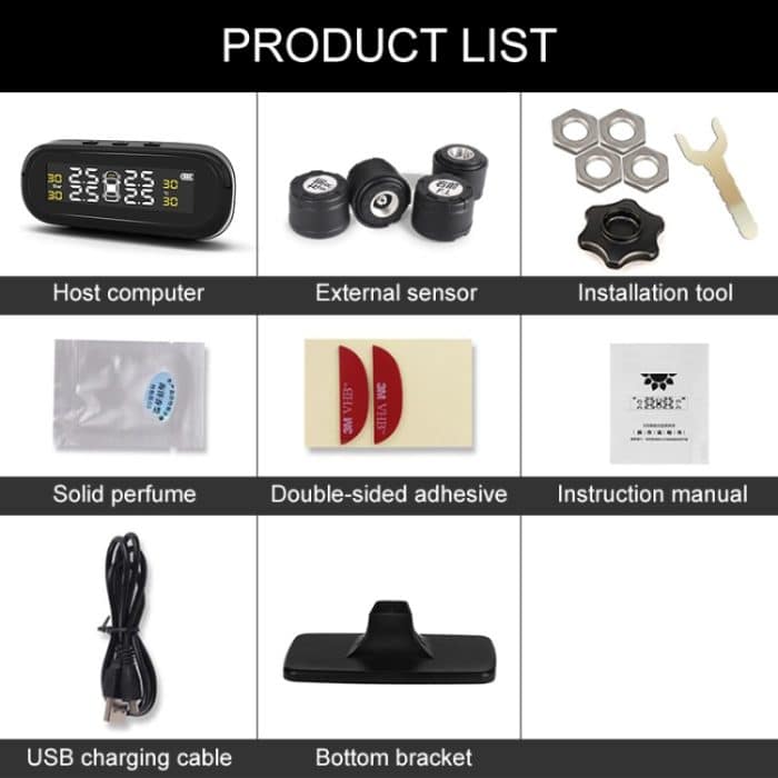 Universal Car Wireless Solarenergie TPMS Reifendruck-Alarmsystem Externer Reifenmonitor – Bild 5