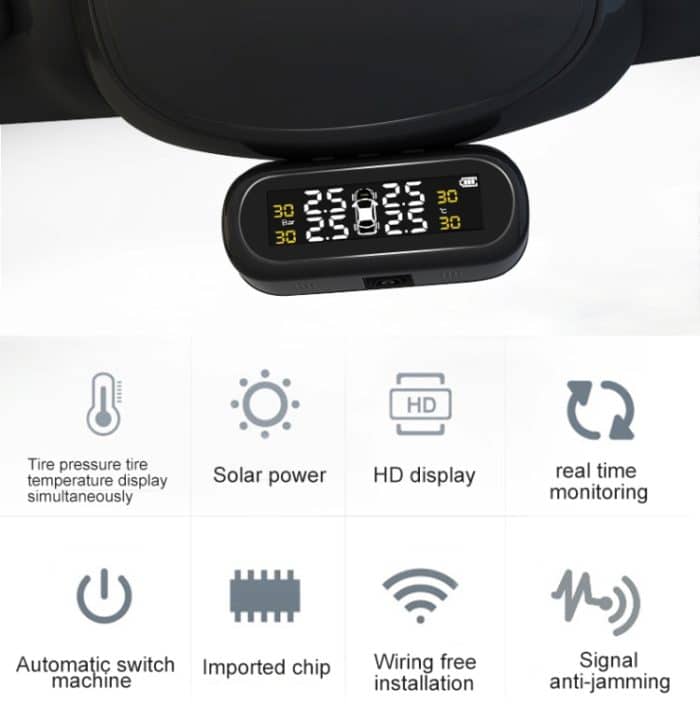 Universal Car Wireless Solarenergie TPMS Reifendruck-Alarmsystem Externer Reifenmonitor – Bild 6