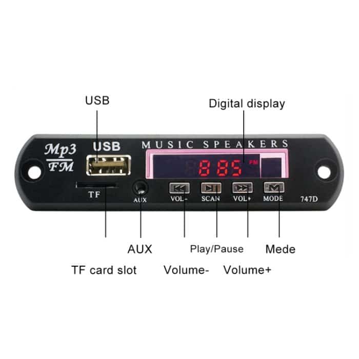 Auto 12V Audio Bluetooth MP3 Player Decoder Board FM Radio TF USB 3,5 mm AUX, ohne Aufnahme – Bild 3