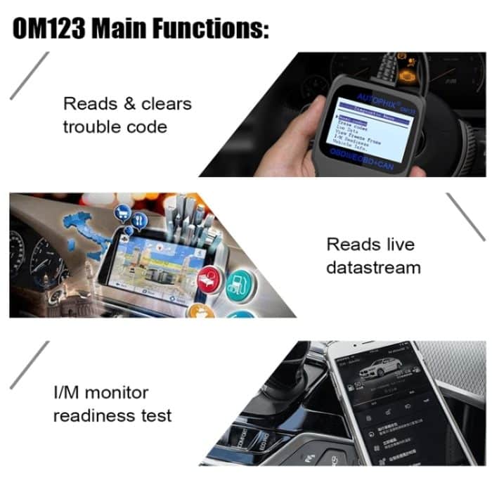 AUTOPHIX OM123 Tragbarer Auto-OBD2-Scanner, Auto-Diagnosegerät, OBD 2-Kfz-Scanner, EOBD-Codeleser, OM123, OM123 (Orange) – Bild 5